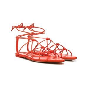 VINCE. Womens Orange Strappy Kenna Almond Toe Leather Gladiator Sandles 7 M